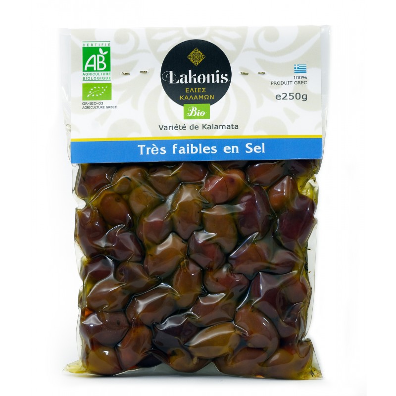Olives noires de Kalamata BIO - Très peu de sel