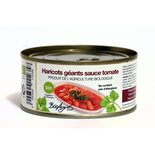 Lot de 4 boîtes de Haricots géants à la sauce tomate - BIO